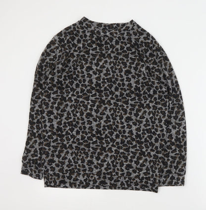 Topshop Womens Grey Animal Print Cotton Pullover Sweatshirt Size 8  Pullover
