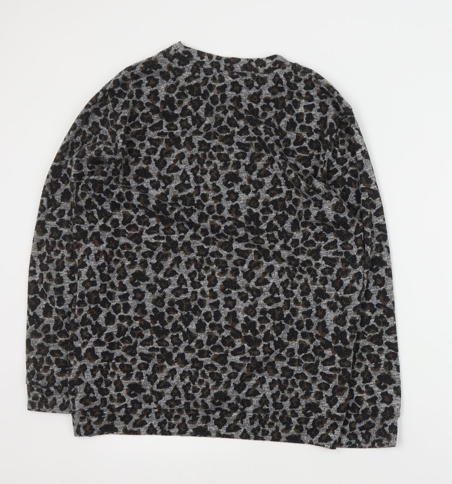 Topshop Womens Grey Animal Print Cotton Pullover Sweatshirt Size 8  Pullover
