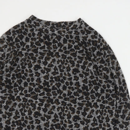 Topshop Womens Grey Animal Print Cotton Pullover Sweatshirt Size 8  Pullover