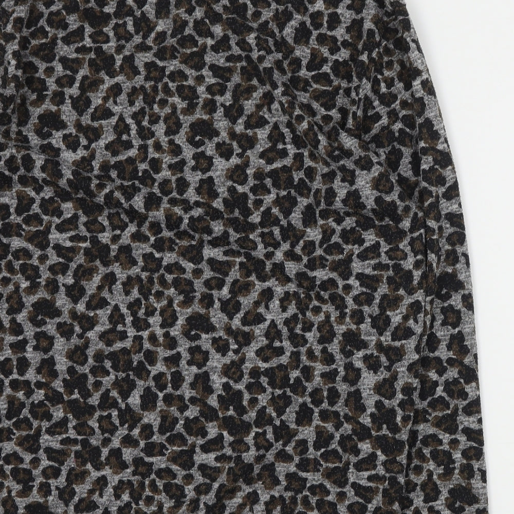 Topshop Womens Grey Animal Print Cotton Pullover Sweatshirt Size 8  Pullover