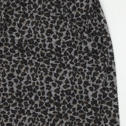 Topshop Womens Grey Animal Print Cotton Pullover Sweatshirt Size 8  Pullover
