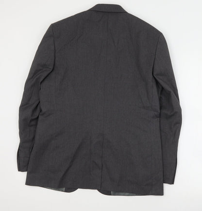 George Mens Grey Striped Polyester Jacket Suit Jacket Size M