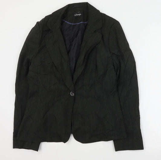 George Womens Grey Striped Polyester Jacket Suit Jacket Size 16
