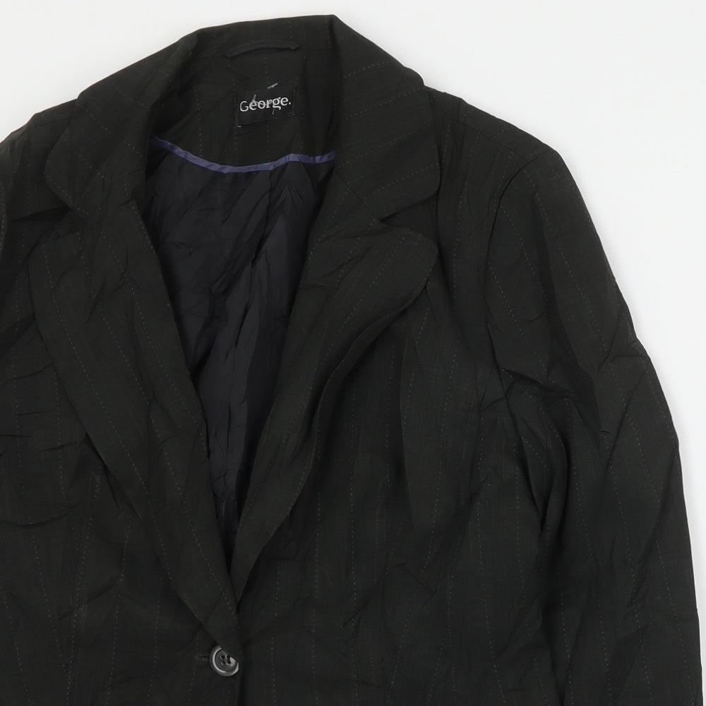 George Womens Grey Striped Polyester Jacket Suit Jacket Size 16