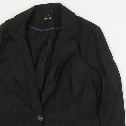 George Womens Grey Striped Polyester Jacket Suit Jacket Size 16