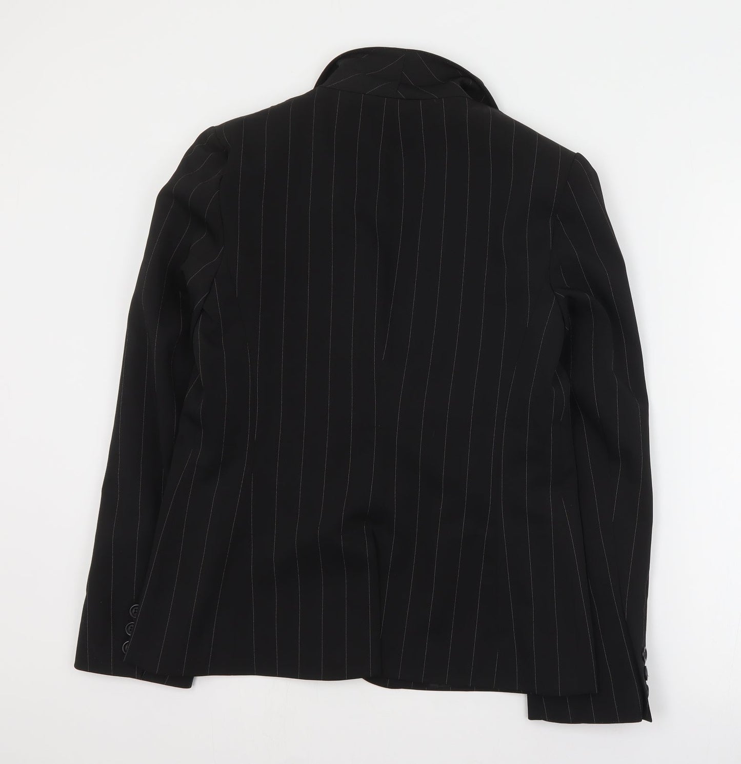 Primark Womens Black Striped Polyester Jacket Suit Jacket Size 12