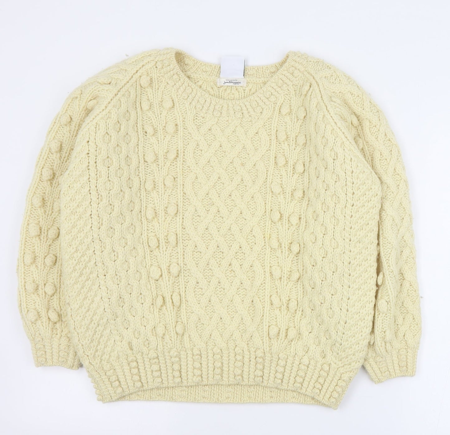 Loving Youth Womens Beige Round Neck  Acrylic Pullover Jumper Size S