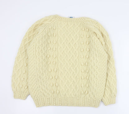 Loving Youth Womens Beige Round Neck  Acrylic Pullover Jumper Size S