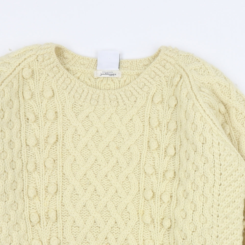 Loving Youth Womens Beige Round Neck  Acrylic Pullover Jumper Size S