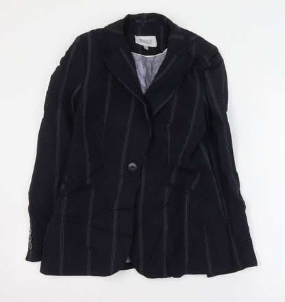 NEXT Womens Blue Striped Wool Jacket Suit Jacket Size 8