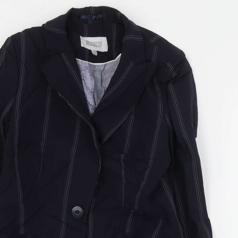 NEXT Womens Blue Striped Wool Jacket Suit Jacket Size 8