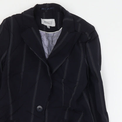 NEXT Womens Blue Striped Wool Jacket Suit Jacket Size 8