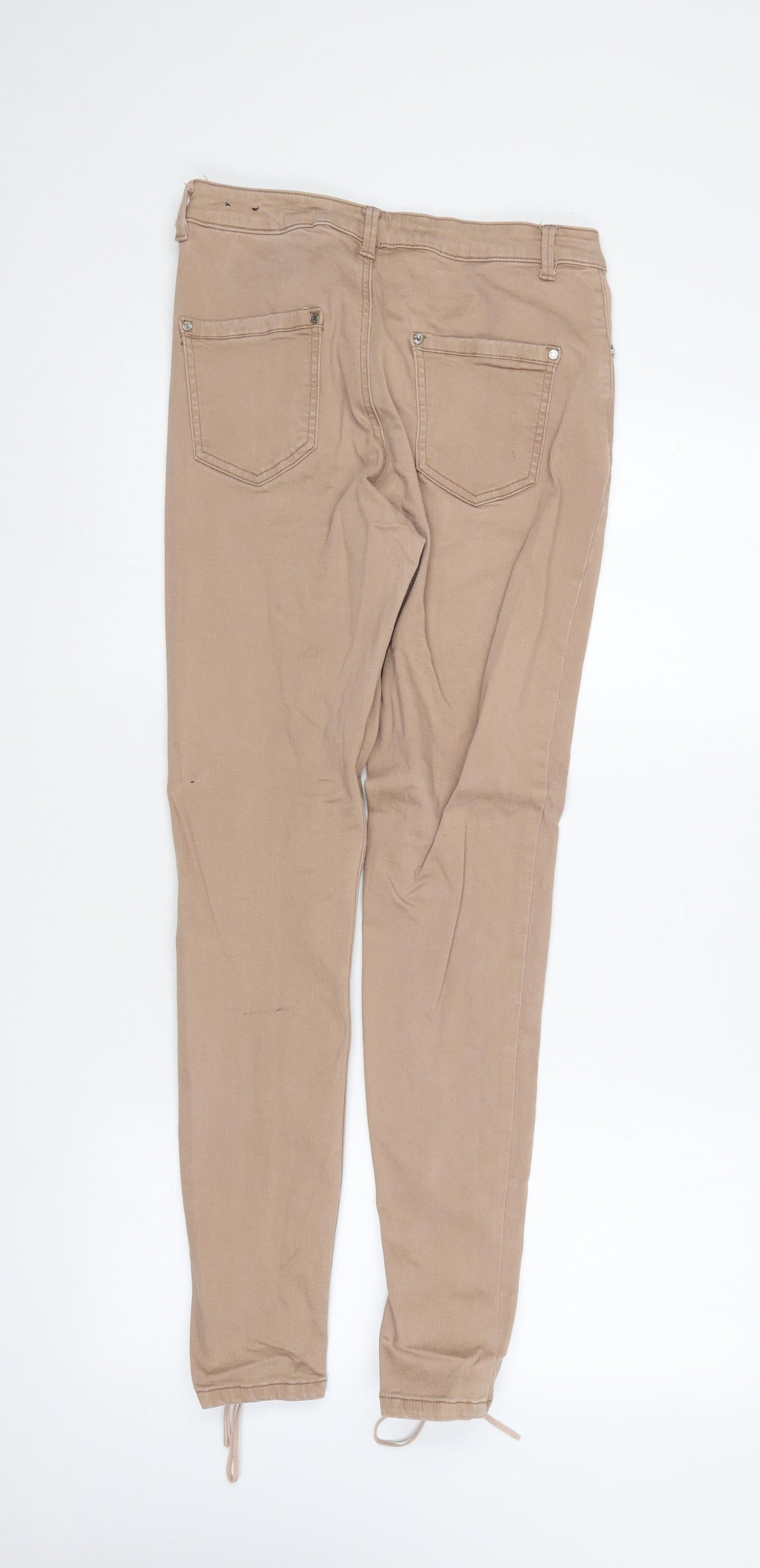Missguided Womens Brown  Cotton Skinny Jeans Size 12 L27.5 in Regular