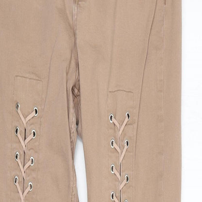 Missguided Womens Brown  Cotton Skinny Jeans Size 12 L27.5 in Regular