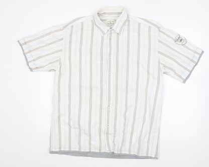 TOM TAILOR Mens Multicoloured Striped Cotton  Button-Up Size L Collared
