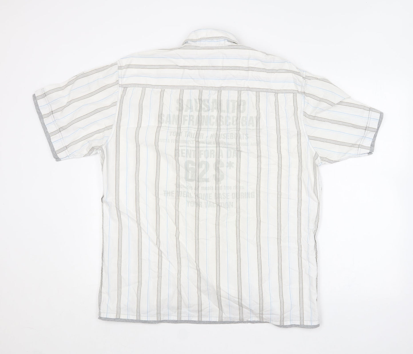 TOM TAILOR Mens Multicoloured Striped Cotton  Button-Up Size L Collared