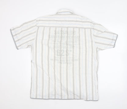 TOM TAILOR Mens Multicoloured Striped Cotton  Button-Up Size L Collared