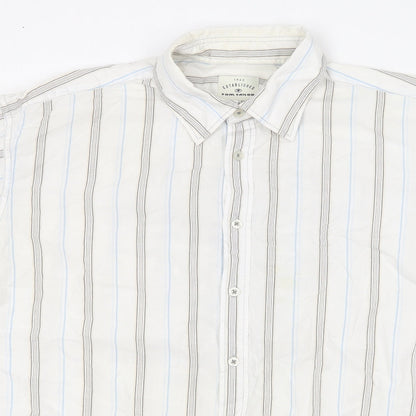 TOM TAILOR Mens Multicoloured Striped Cotton  Button-Up Size L Collared