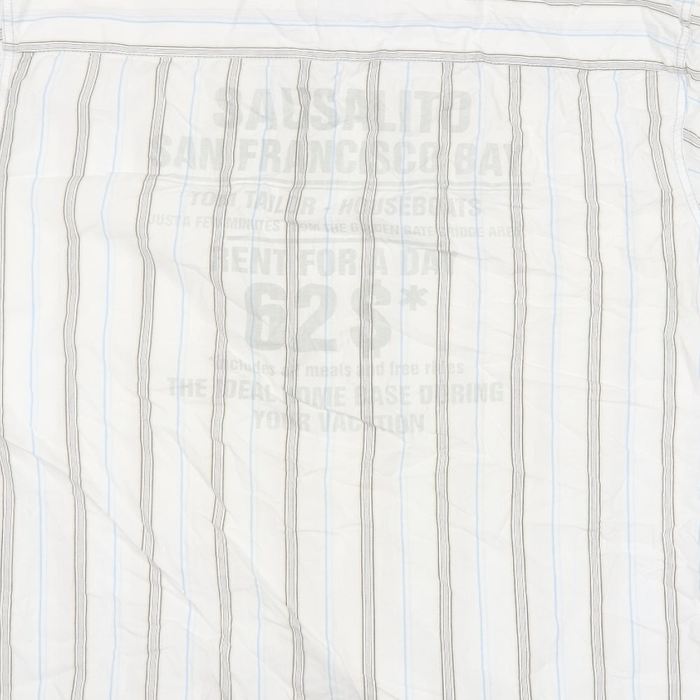 TOM TAILOR Mens Multicoloured Striped Cotton  Button-Up Size L Collared