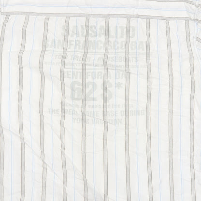 TOM TAILOR Mens Multicoloured Striped Cotton  Button-Up Size L Collared