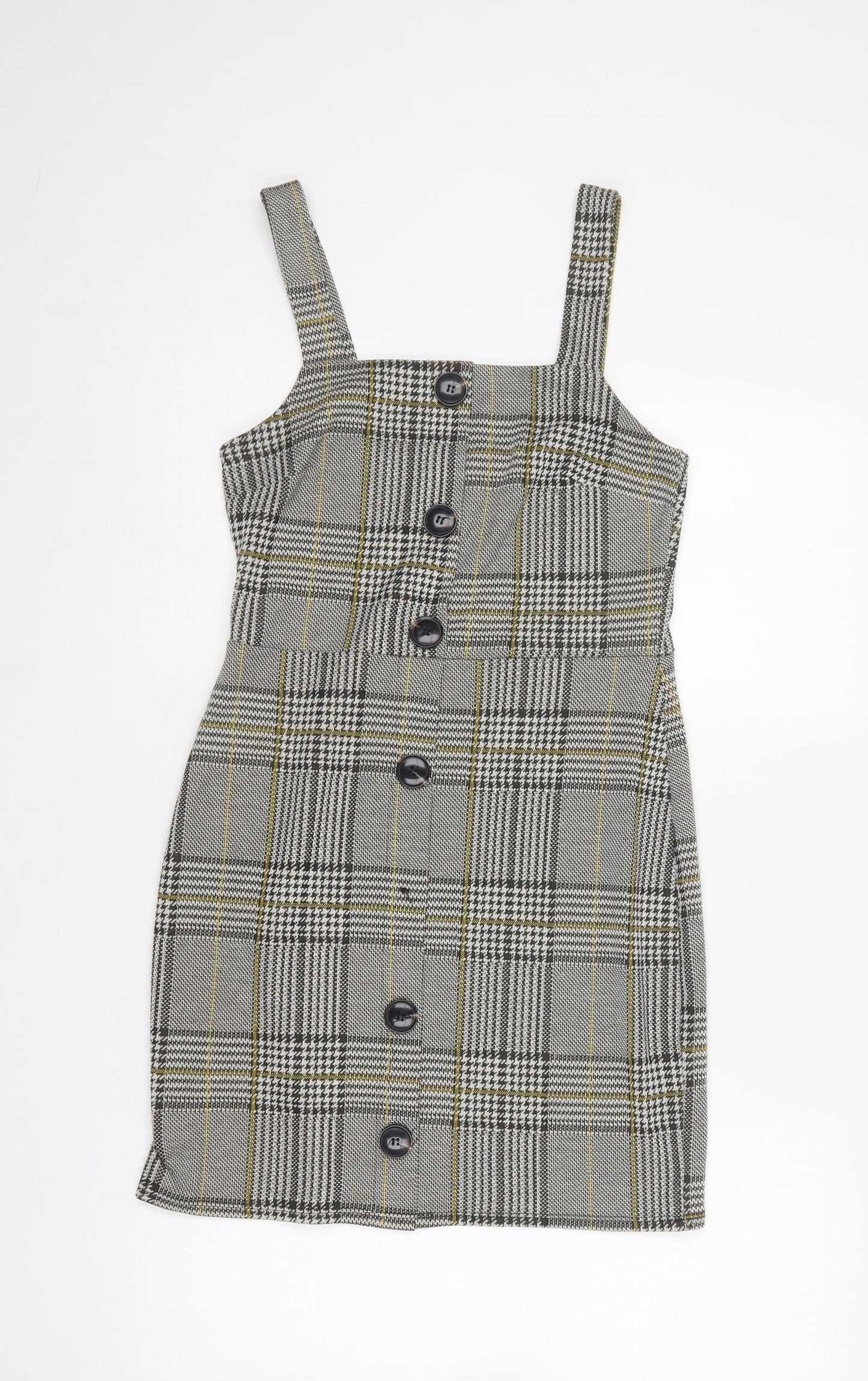River Island Womens Multicoloured Plaid Polyester Bodycon  Size 10  Square Neck