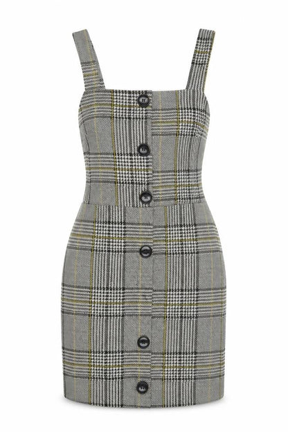 River Island Womens Multicoloured Plaid Polyester Bodycon  Size 10  Square Neck