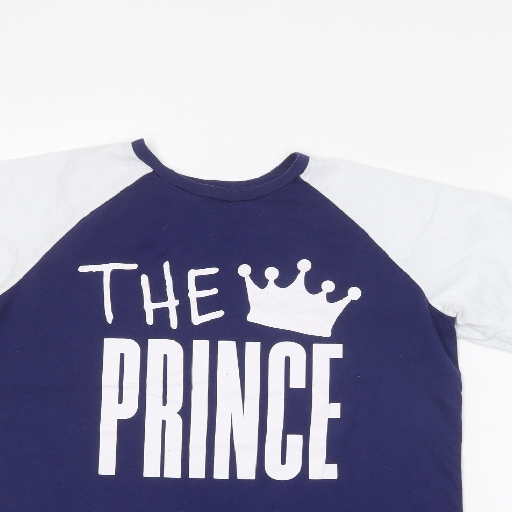 Matalan Boys Blue  Cotton Basic T-Shirt Size 12 Years Round Neck  - The prince