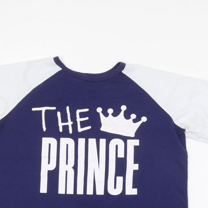 Matalan Boys Blue  Cotton Basic T-Shirt Size 12 Years Round Neck  - The prince