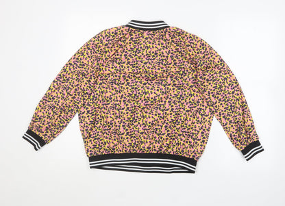 Fm collection Womens Multicoloured V-Neck Animal Print Viscose Pullover Jumper Size M