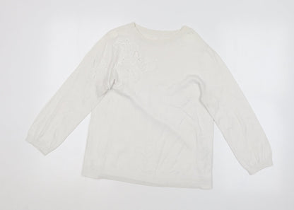 Womens UK Size M Oasis White Pullover Jumper