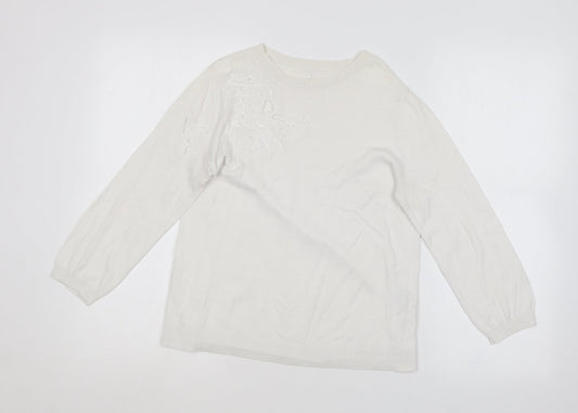 Womens UK Size M Oasis White Pullover Jumper