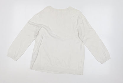 Womens UK Size M Oasis White Pullover Jumper