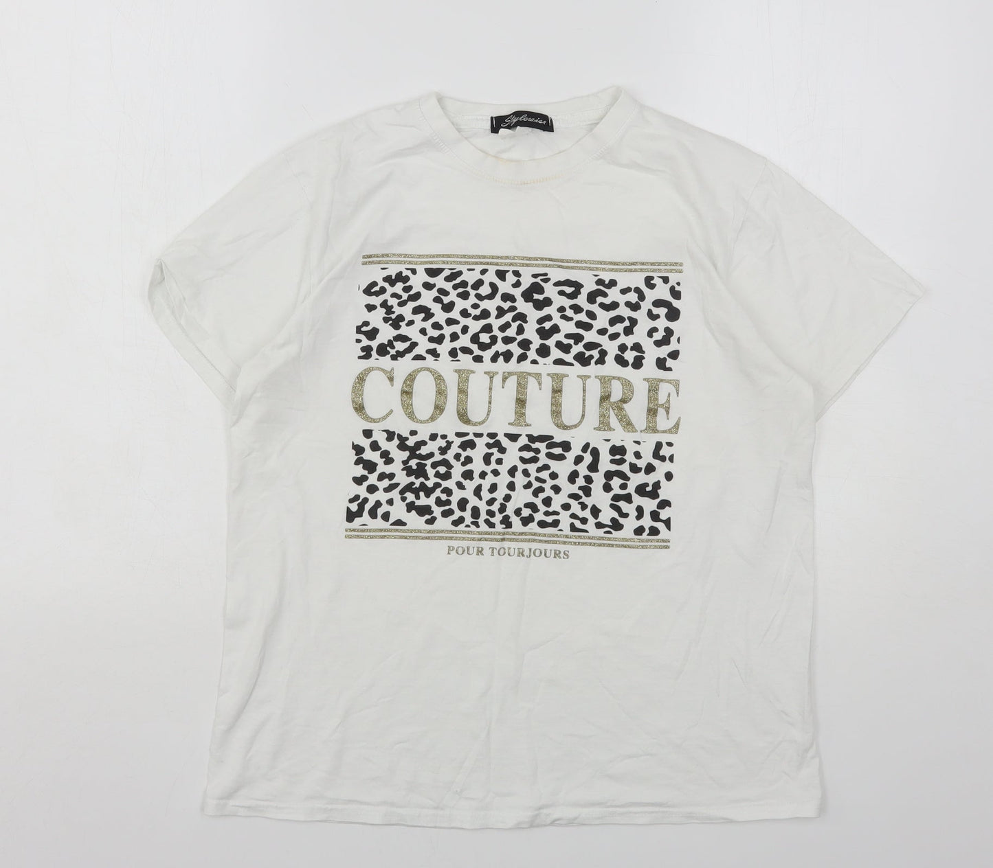 Womens UK Size S Stylewise White Basic T-Shirt