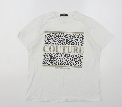 Womens UK Size S Stylewise White Basic T-Shirt