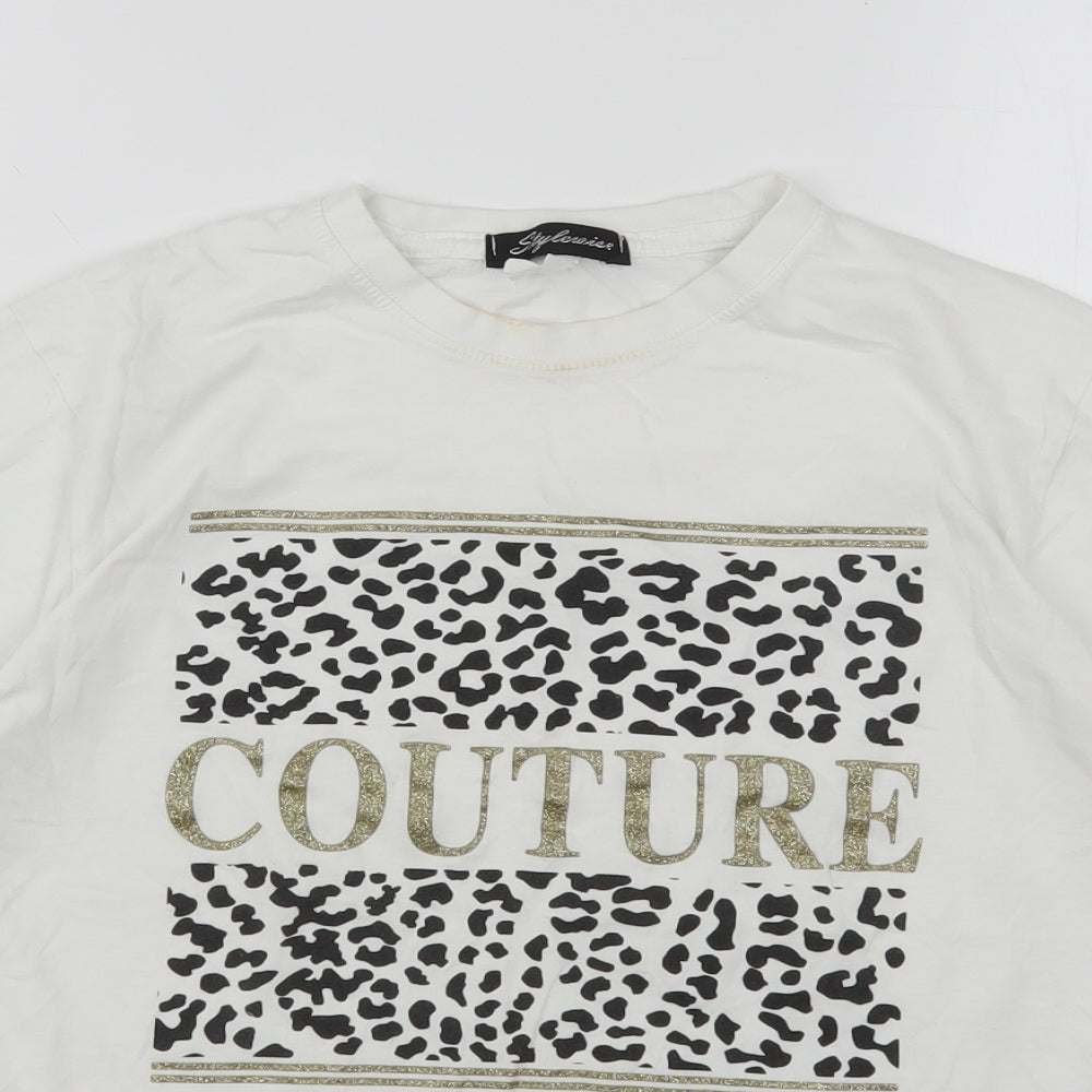 Womens UK Size S Stylewise White Basic T-Shirt