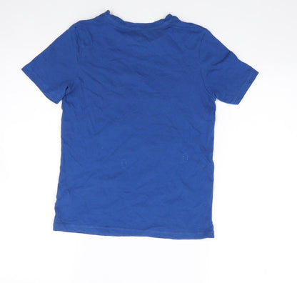 F&F Boys Blue  Cotton Jersey T-Shirt Size 9-10 Years Crew Neck Pullover