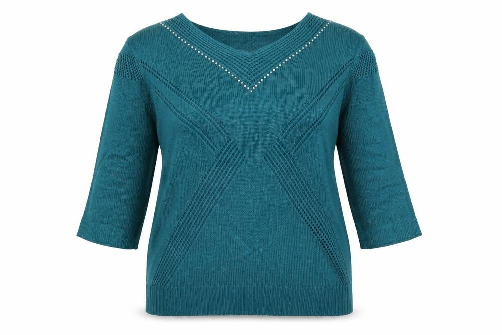 Womens UK Size L Preworn Green Pullover Jumper