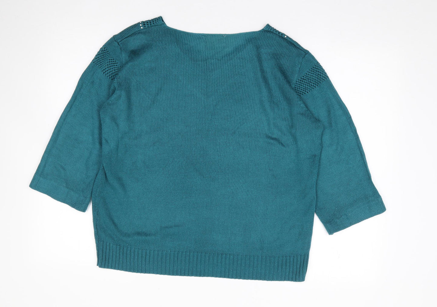 Womens UK Size L Preworn Green Pullover Jumper
