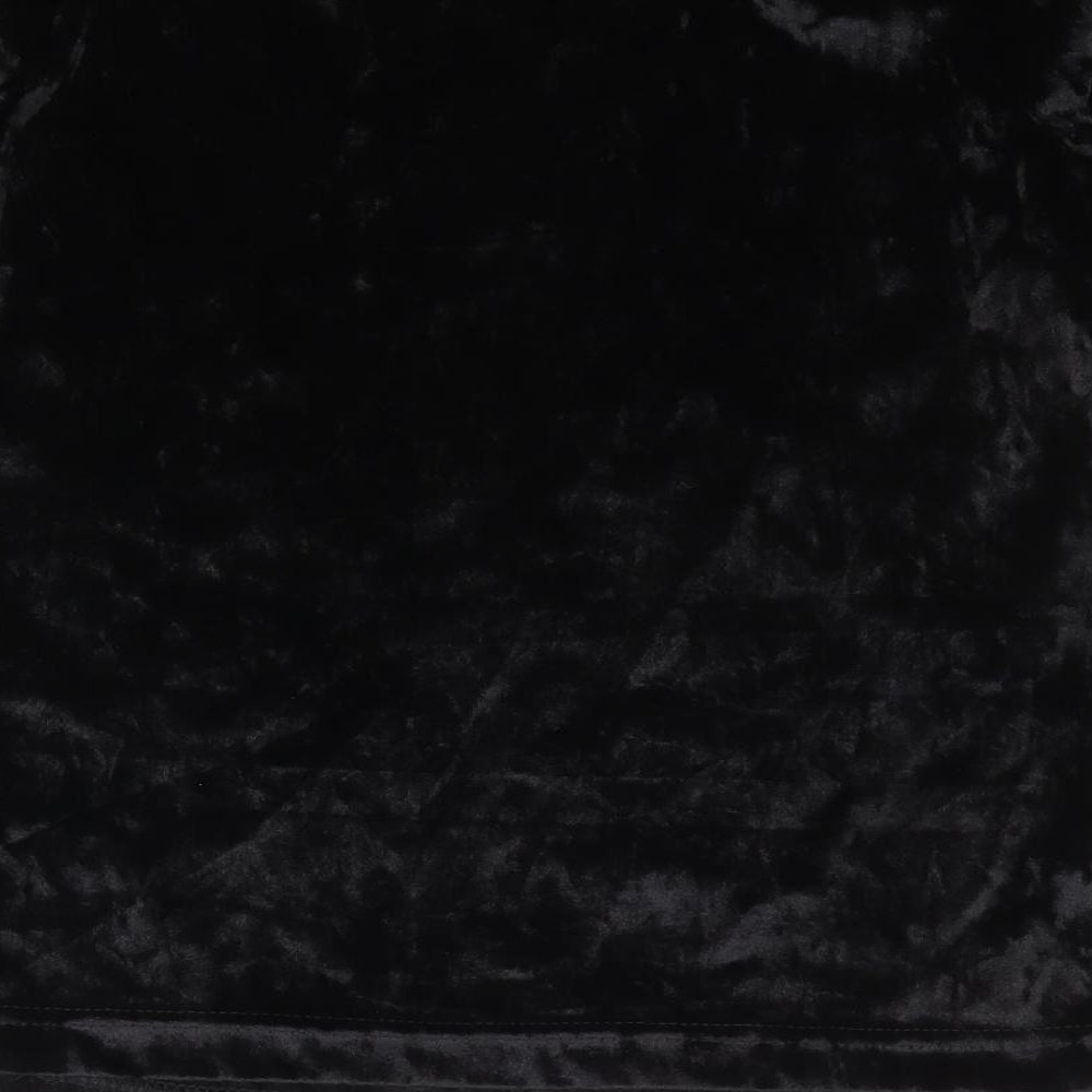 Primark Womens Black  Polyester Jersey T-Shirt Size 4 Crew Neck - Split Sleeve