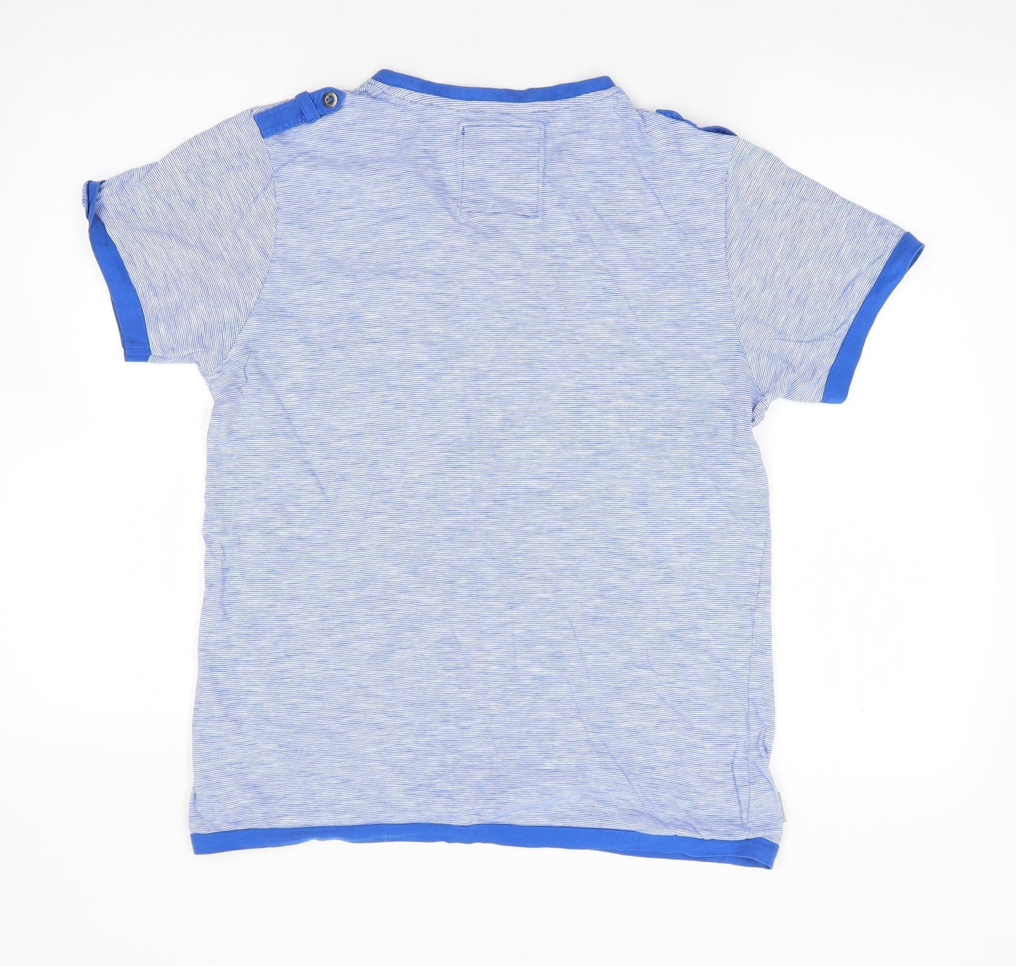 Dissident Mens Blue Striped Cotton  T-Shirt Size S V-Neck