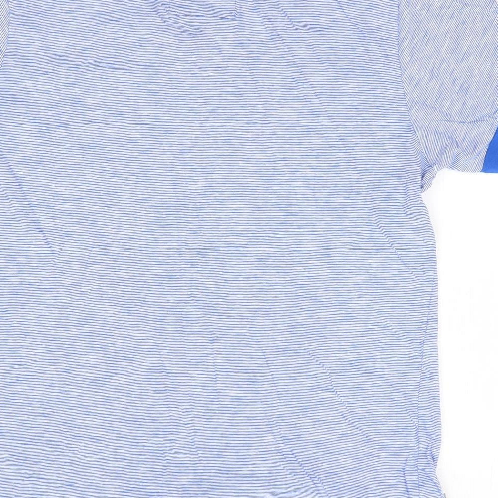 Dissident Mens Blue Striped Cotton  T-Shirt Size S V-Neck