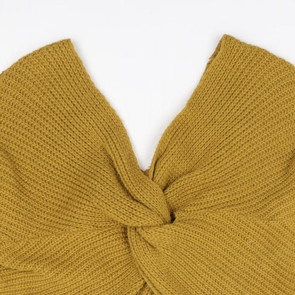 Quiz Womens Yellow V-Neck  Acrylic Pullover Jumper Size S