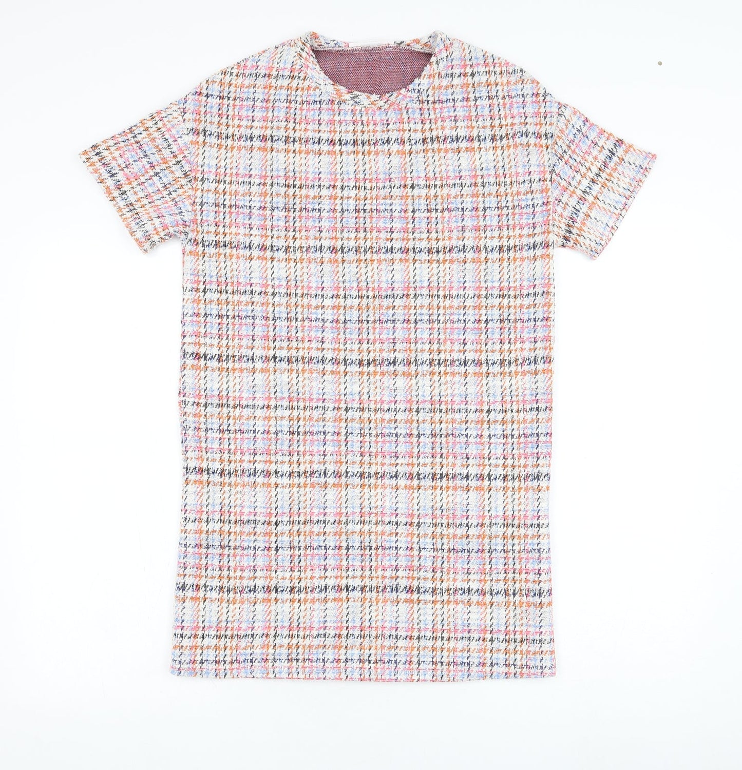 Pull&Bear Womens White  Polyester T-Shirt Dress  Size XS  Round Neck Pullover