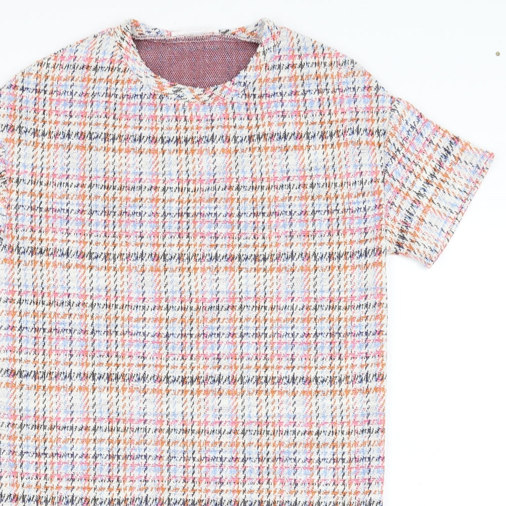 Pull&Bear Womens White  Polyester T-Shirt Dress  Size XS  Round Neck Pullover