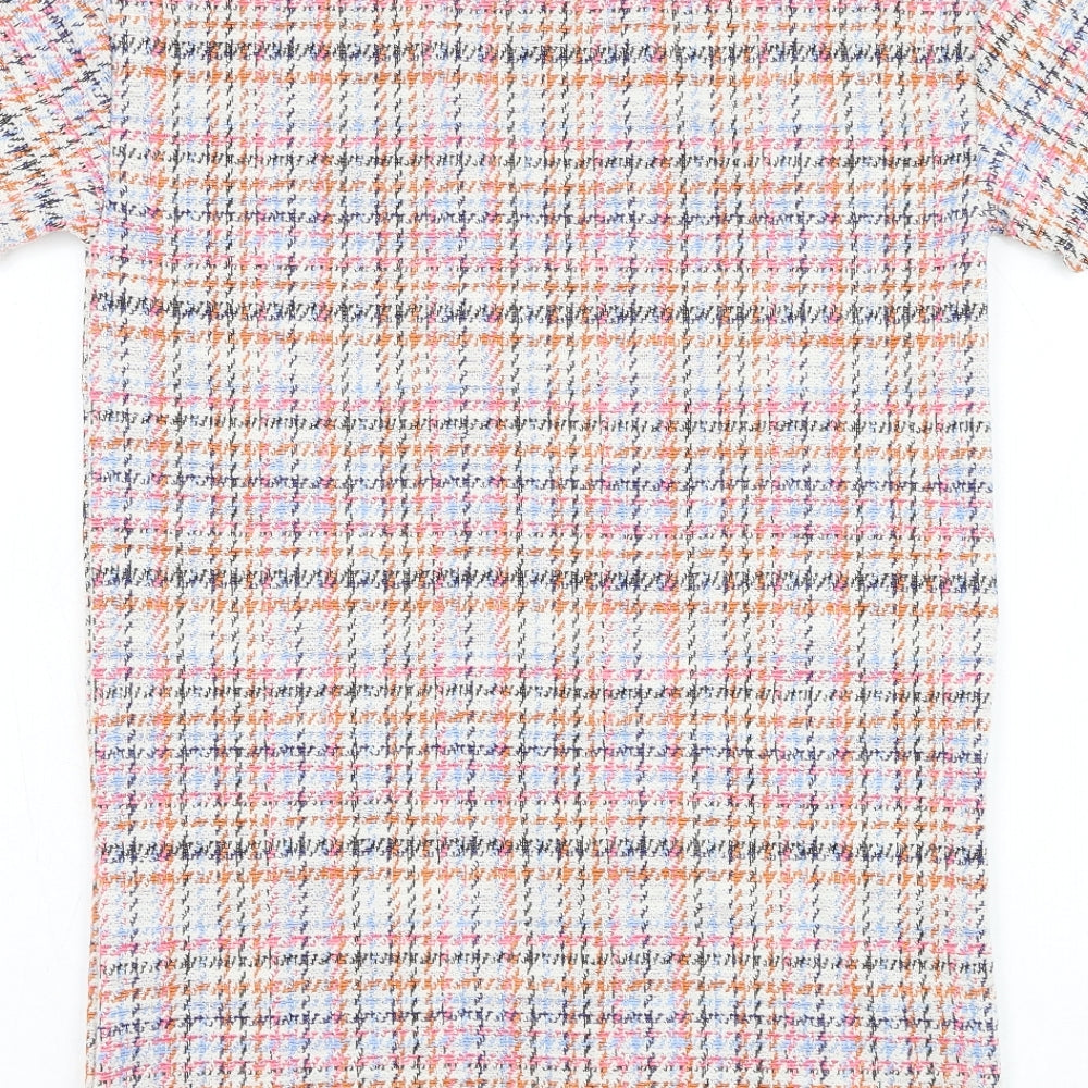 Pull&Bear Womens White  Polyester T-Shirt Dress  Size XS  Round Neck Pullover