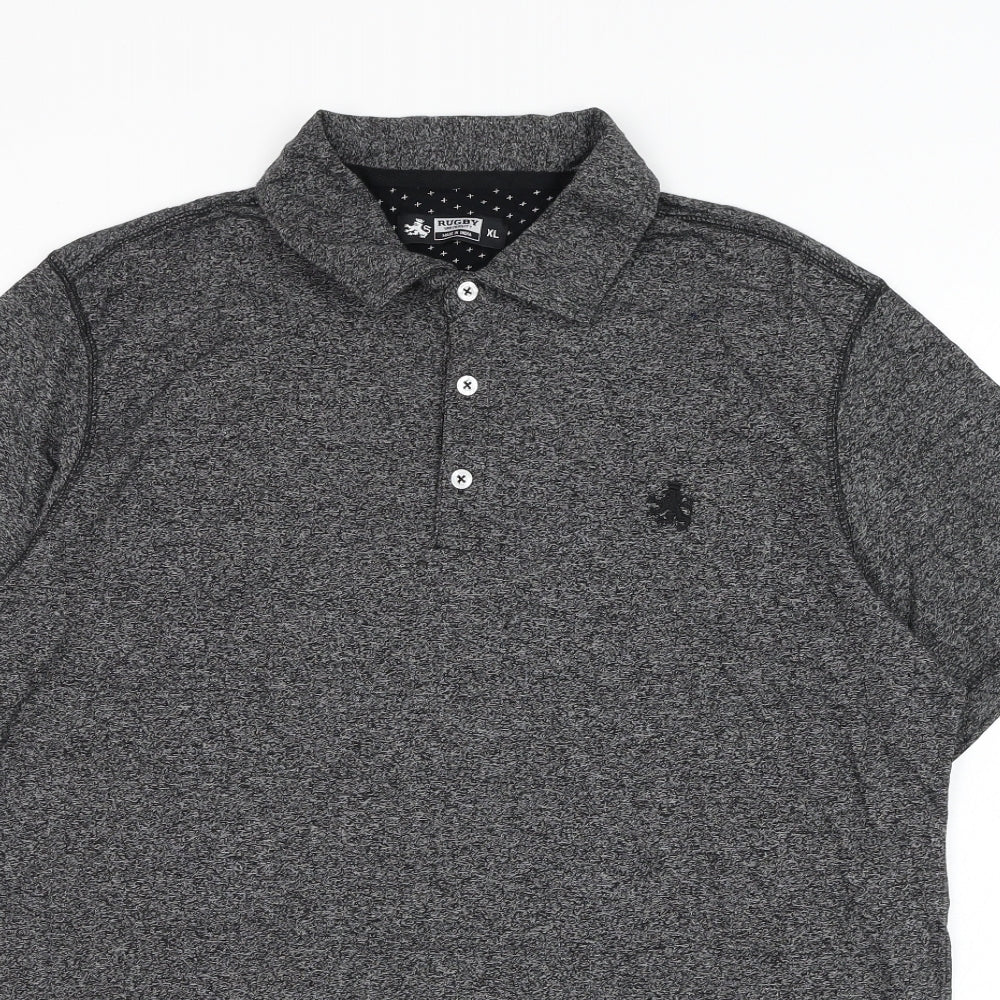 Rugby Mens Grey  Cotton  Polo Size XL Collared Pullover