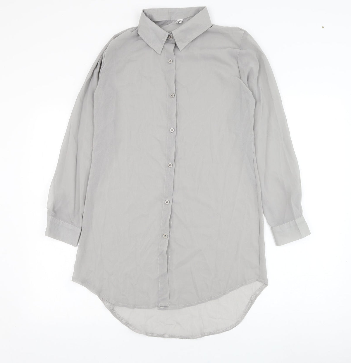 Fashion Apparel Womens Grey  Polyester Basic Button-Up Size M Collared