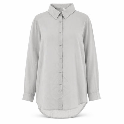 Fashion Apparel Womens Grey  Polyester Basic Button-Up Size M Collared