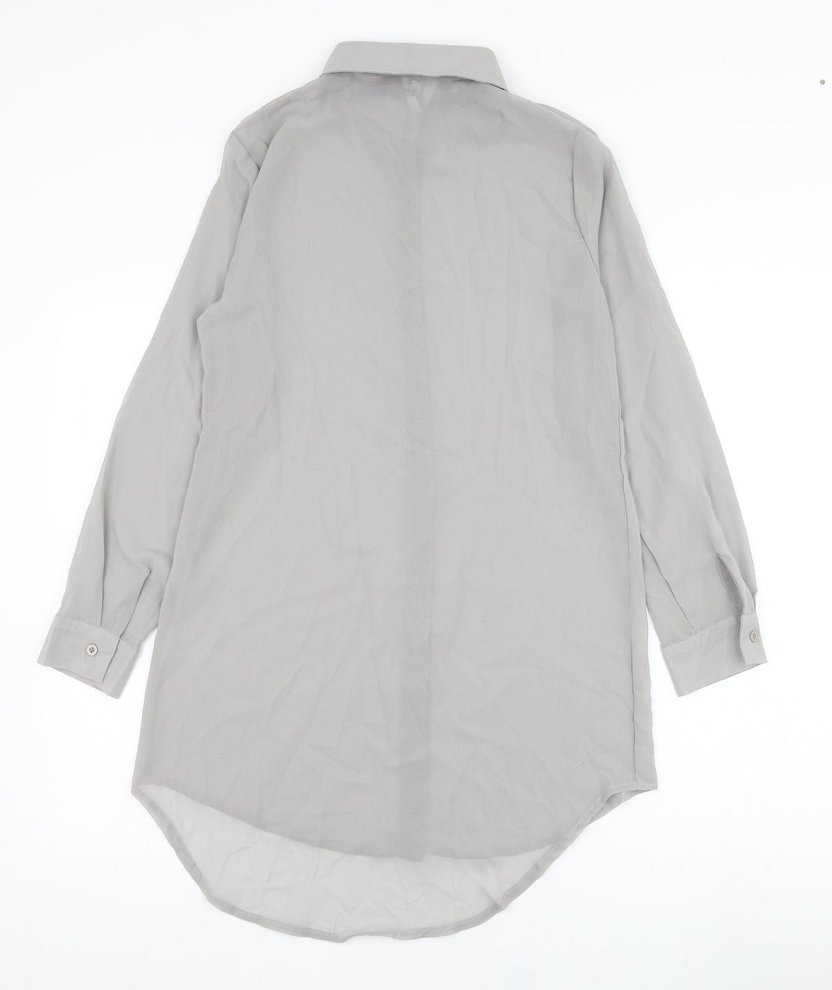 Fashion Apparel Womens Grey  Polyester Basic Button-Up Size M Collared
