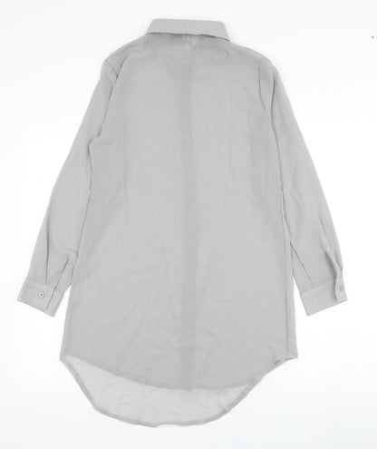 Fashion Apparel Womens Grey  Polyester Basic Button-Up Size M Collared